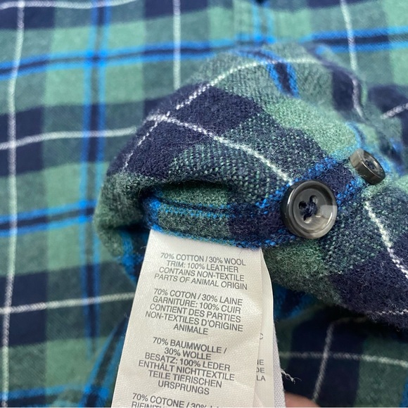 J Crew Wool Flannel Plaid Suede Elbow Patch Oxford Button Up Shirt - Picture 14 of 15